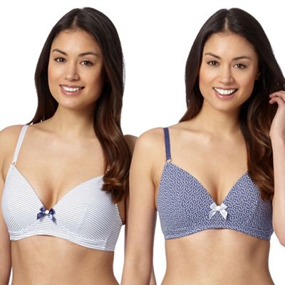 Pack of two blue padded non wired bras